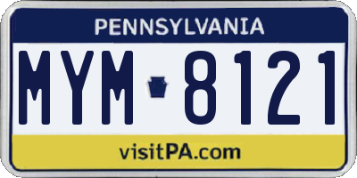 PA license plate MYM8121