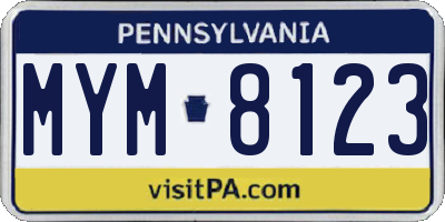 PA license plate MYM8123