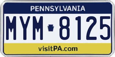 PA license plate MYM8125