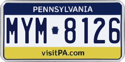 PA license plate MYM8126