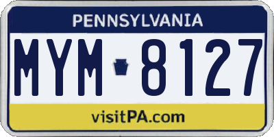 PA license plate MYM8127