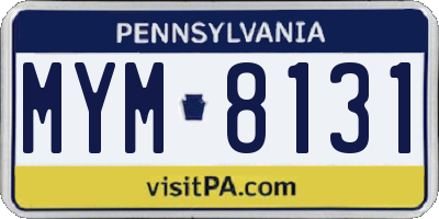 PA license plate MYM8131