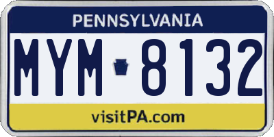 PA license plate MYM8132