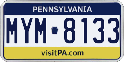 PA license plate MYM8133