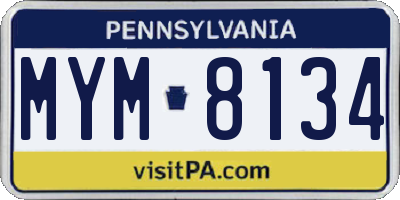 PA license plate MYM8134