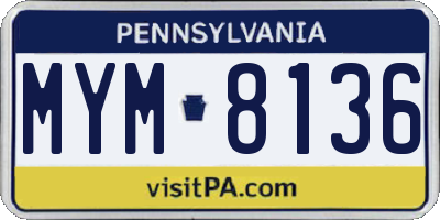 PA license plate MYM8136