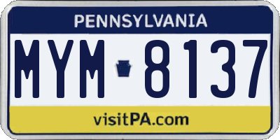 PA license plate MYM8137