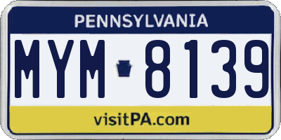 PA license plate MYM8139