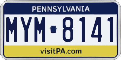 PA license plate MYM8141