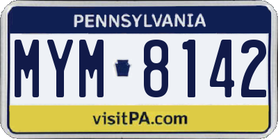 PA license plate MYM8142