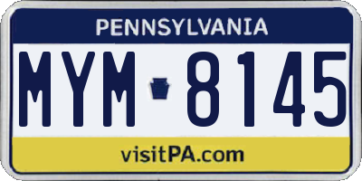 PA license plate MYM8145