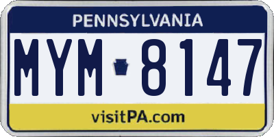 PA license plate MYM8147