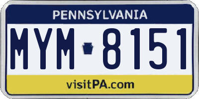 PA license plate MYM8151