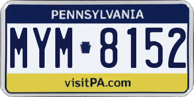 PA license plate MYM8152