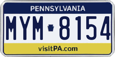 PA license plate MYM8154