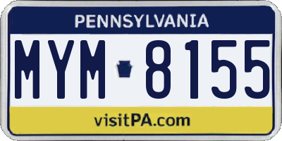 PA license plate MYM8155