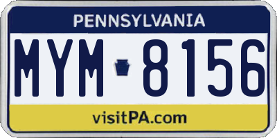 PA license plate MYM8156
