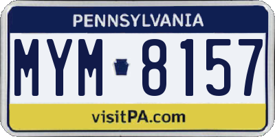PA license plate MYM8157