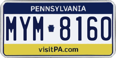 PA license plate MYM8160
