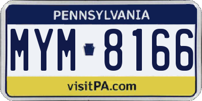 PA license plate MYM8166