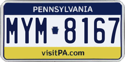 PA license plate MYM8167