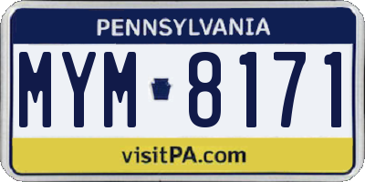 PA license plate MYM8171
