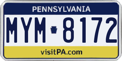 PA license plate MYM8172