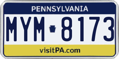 PA license plate MYM8173