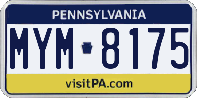 PA license plate MYM8175