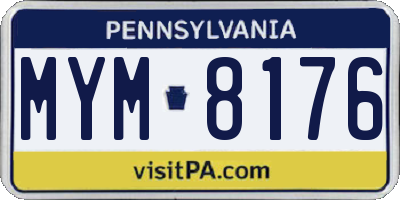 PA license plate MYM8176