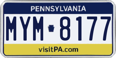 PA license plate MYM8177