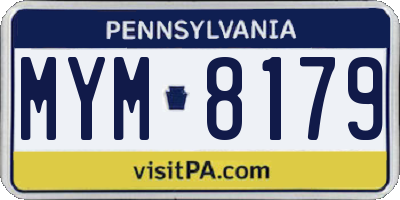 PA license plate MYM8179