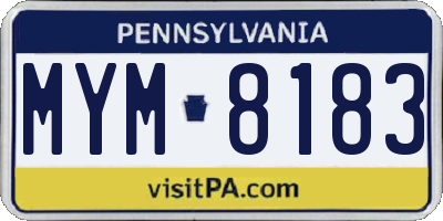 PA license plate MYM8183