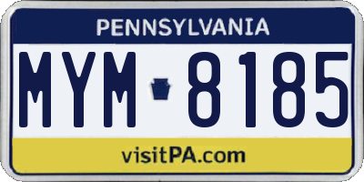 PA license plate MYM8185