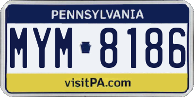 PA license plate MYM8186