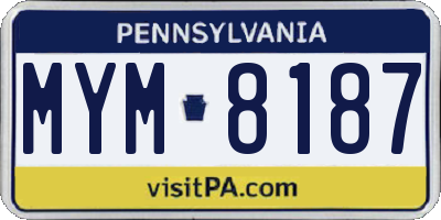 PA license plate MYM8187