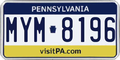 PA license plate MYM8196