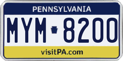 PA license plate MYM8200
