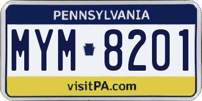 PA license plate MYM8201