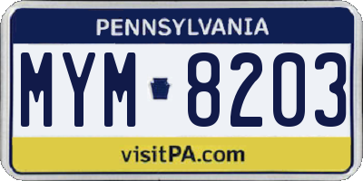 PA license plate MYM8203