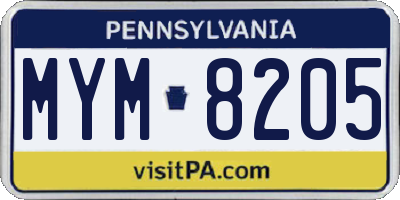 PA license plate MYM8205