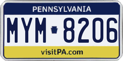 PA license plate MYM8206