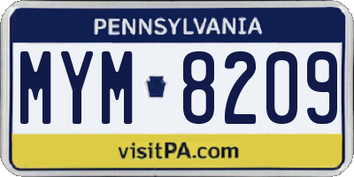 PA license plate MYM8209