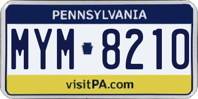 PA license plate MYM8210
