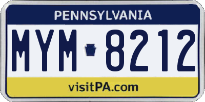 PA license plate MYM8212