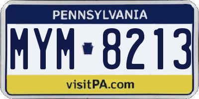 PA license plate MYM8213
