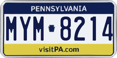 PA license plate MYM8214
