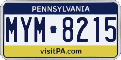 PA license plate MYM8215