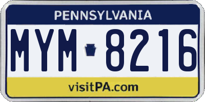 PA license plate MYM8216