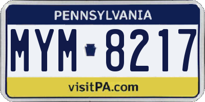 PA license plate MYM8217
